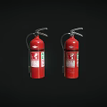 Public Facilities Two Red Fire Extinguishers As Essential Emergency Safety Devices