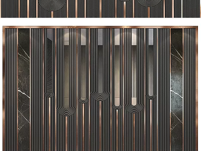 Modern Elegant Metal Striped Wall Hanging With Marble Background For Contemporary Interior Decoration 3d model