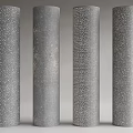 Four Gray Columns With Unique Detailed Textured Surfaces In Modern Design 3d model