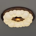 Modern Ceiling Light With White Bubble Shaped Lampshade And Golden Center 3d model