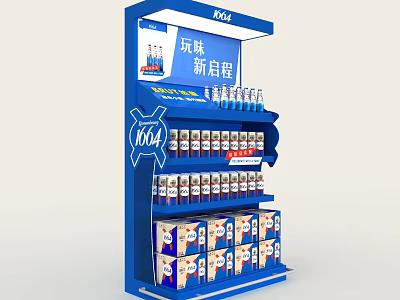 K64 Blue Retail Display Shelf Featuring Neatly Arranged Multiple Products 3d model