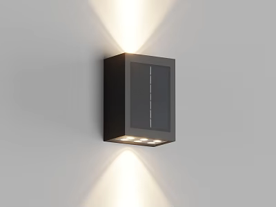 Modern Black Square Design Wall Light Mounted on Gray Wall with Up Down Lighting 3d model