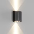 Modern Black Square Design Wall Light Mounted on Gray Wall with Up Down Lighting