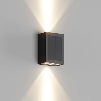 Modern Black Square Design Wall Light Mounted on Gray Wall with Up Down Lighting 3d model