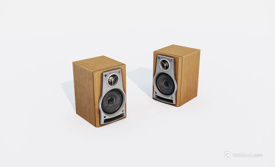 Classic Wooden Bookshelf Speakers With Vintage Design And High Audio Performance 3d model 