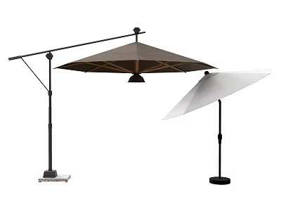 Brown And White Outdoor Fabric Sunshades With Cantilever And Straight Pole Design For Garden Patio 3d model