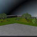 Well Designed Garden Landscape With Osmanthus Trees Balls Shrubs And Green Lawn