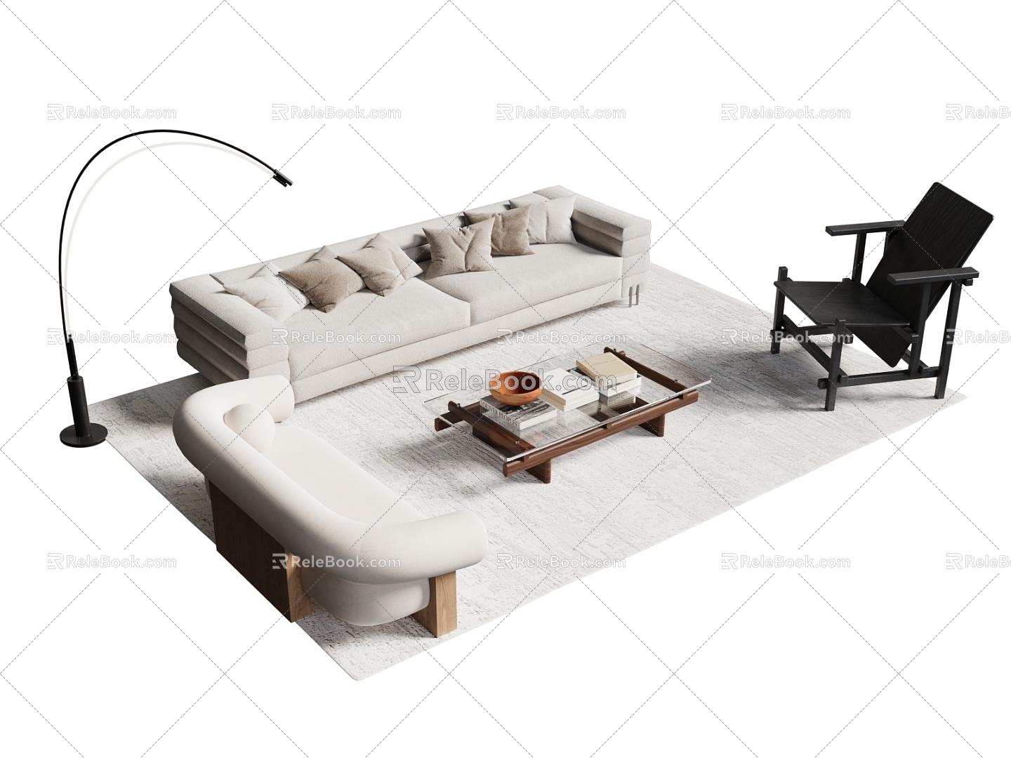 Modern Sofa Combination Sofa Coffee Table Chair 3d model