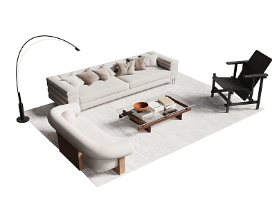 Modern Sofa Combination Sofa Coffee Table Chair 3d model