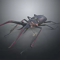 3D Rendered Beetle With Long Red Antennae And Metallic Dark Body