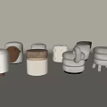 Modern Sofa Stool Shoe Changing Stool Fabric Stool Round Stool 3d model