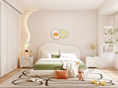 Modern Cozy Kids Bedroom With Soft Bedding And Decor 3d model