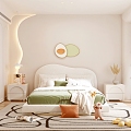 Cream bedroom Modern children's room 3d model