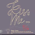 Creative Neon Lighting Combination with Kiss Me Lettering and Lips Decor for Modern Wall Art