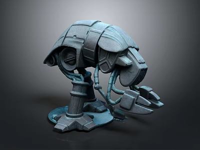 3D Mechanical Structure Model With Metallic Gray Texture And Robotic Arm Base 3d model