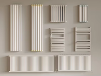 Various Modern Radiators With Different Styles Including Vertical Horizontal and Towel Rail Designs 3d model