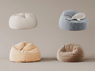 Cozy Bean Bag Chairs In Multiple Colors With Soft Plush Round Design 3d model