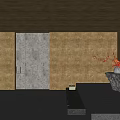 Hotel Lobby Interior With Brown Walls Gray Door Stone Platform Red Decorations And Ambient Lighting