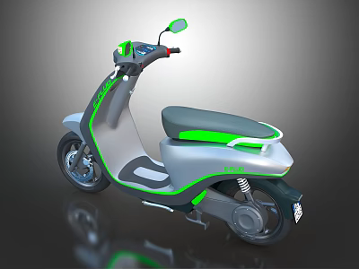 Modern Electric Scooter With Gray Green Sleek Body Digital Display And Comfortable Seat 3d model