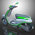 Modern Electric Scooter With Gray Green Sleek Body Digital Display And Comfortable Seat