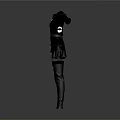 Stylish Black Coat With White Trim And Short Skirt Paired With Long Boots