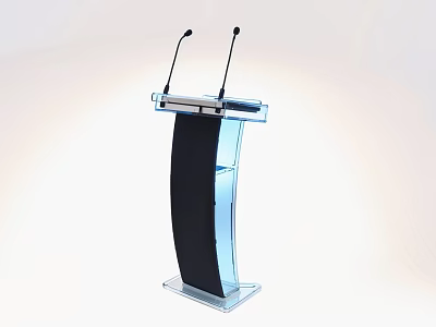 Modern Transparent Acrylic Podium With Dual Microphones And Stable Base Design 3d model