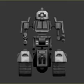 Mechanical Robot Character With Tracked Base And Robotic Arm Features 3d model