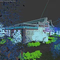 Aerial Planning of Modern Building With Traditional Roof Glass Windows and Landscaped Surroundings