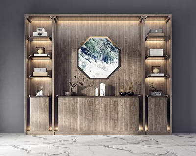 New Chinese Decorative Cabinet Decorative Cabinet Wall Cabinet 3d model