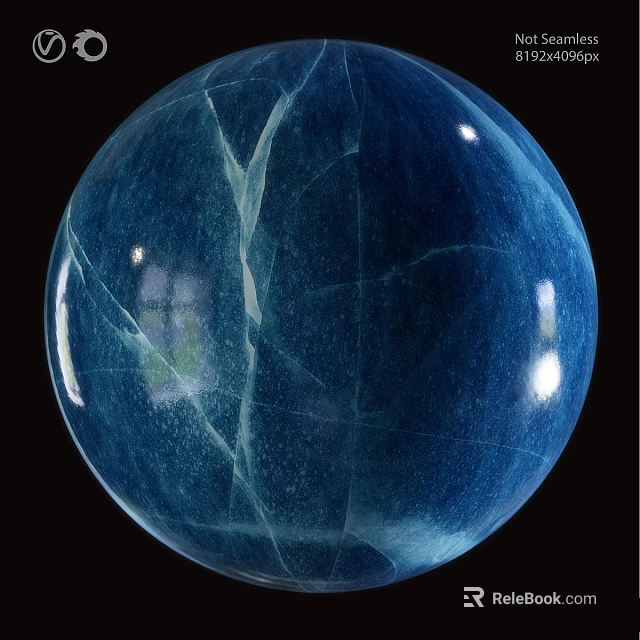 Blue Spherical Component With Cracked Texture And Glossy Deep Blue Surface 3d model 