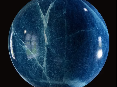 Blue Spherical Component With Cracked Texture And Glossy Deep Blue Surface 3d model