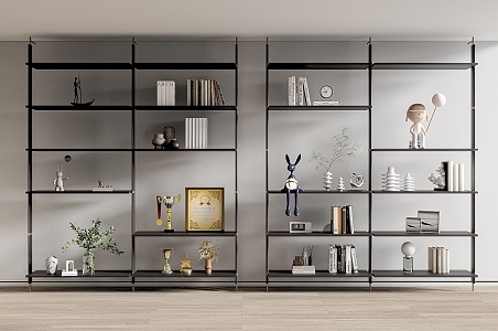 Modern Shelf Bookshelf Book Ornaments 3d model