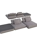 Modern Modular Three Seater Sofa With Gray Fabric Cushion Modules 3d model