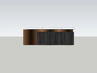 Modern Reception Desk With Black Wooden Panel And Copper Frame Design 3d model