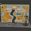 Industrial Orange Gray Gate With Number 03 Worn Texture And Control Panel