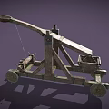 Wooden Garden Ornament With Wheels Lever Structure And Small Basket