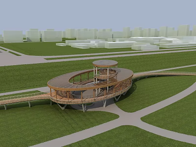 Square landscape, viewing platform 3d model