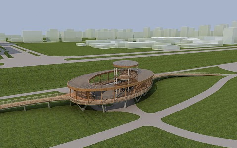 Square landscape, viewing platform 3d model