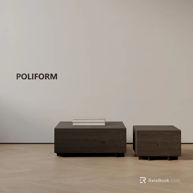 Poliform Modern Sofa And Coffee Table Set With Wooden Design And Minimalist Style 3d model