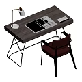 Desk and Chair Study Table Lamp Single Chair Learning Supplies 3d model