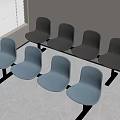 Modern Public Waiting Area Chairs in Blue and Gray with Simple Design