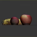 Ripe Banana Red Apple and Purple Plum on a Round Wooden Plate