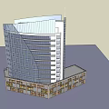 Modern Curved Multi Storey Building With Base Structure And Entrance Windows 3d model