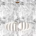 Modern White Chandelier with Petal Shaped Lampshade and Hanging Metal Wires
