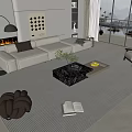 Sofa Coffee Table Combination Multi-person Sofa Leisure Sofa Floor Lamp Jewelry Combination 3d model