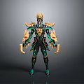 Elaborate Mythical Warrior Armor With Gold And Green Intricate Design Details