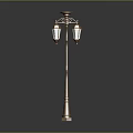 Classic Outdoor Lamp Post Furniture With Two Decorative Lamp Shades And Metallic Finish