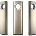 Silver And Gold Air Conditioner Fans With Temperature Display And Modern Design