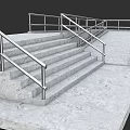 Concrete Stairs With Metal Handrails And Platform Structure Design