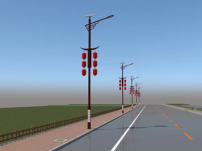 New Chinese Culture Street Lamp 3d model